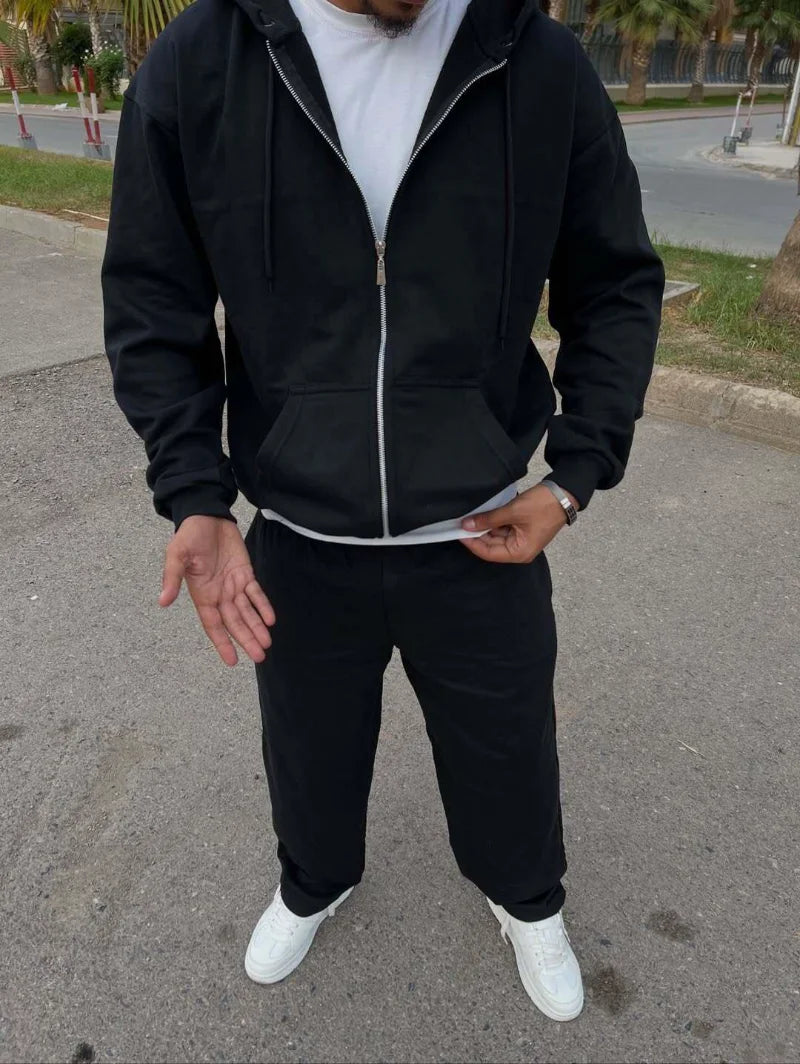 Ensemble 2 Pièces Premium Unisexe – Veste Zippée & Pantalon Baggy