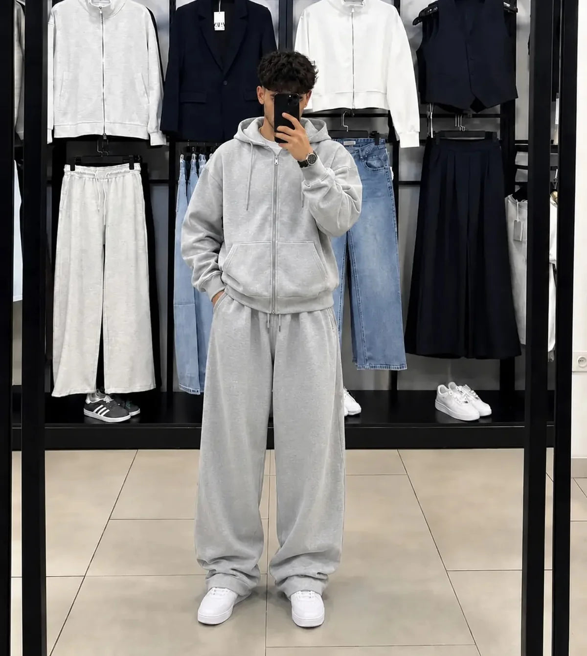 Ensemble 2 Pièces Premium Unisexe – Veste Zippée & Pantalon Baggy