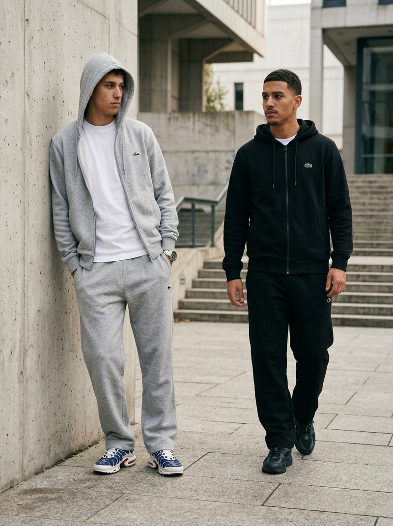 Ensemble Lacoste 2 Pièces Noir & Gris – Style Sport Chic & Confort Premium
